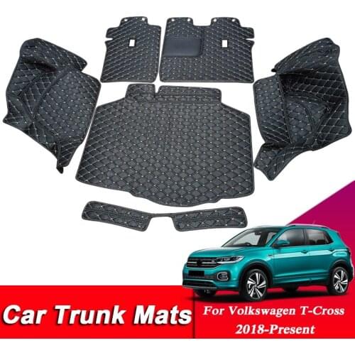 Car Styling Trunk Mat For Volkswagen T-Cross 2018-Present Low/High Mach Leather Auto Cargo Liner Mat Pad Internal Accessories