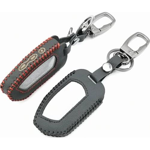 DXL4950 100% Leather Key Case Key Ring For Car Alarm System for Pandora DXL 4950 DX-90BT DX-91 LCD Remote Control Charm