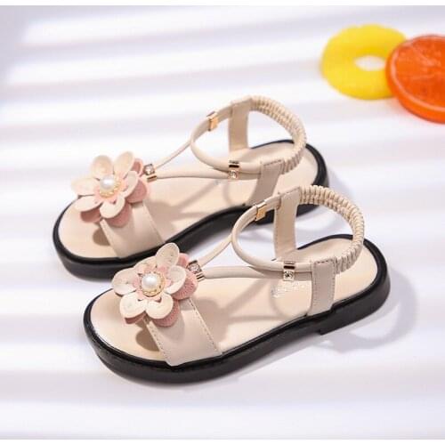 Summer Kids Shoes For Girls Baby Girls Sandals Children Pu Leather Sun Flowers Shoes Princess Gladiator Dress Shoes Sandalias