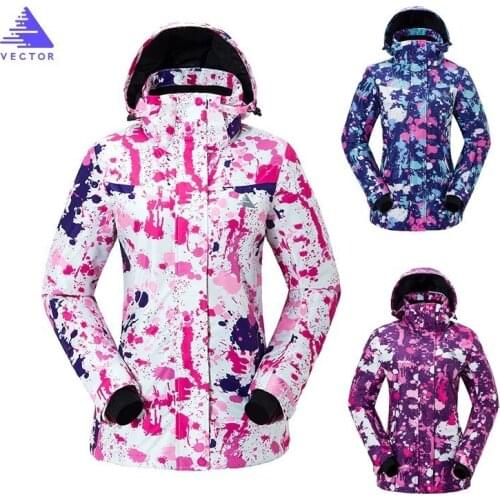 Ski Jacket Winter Snowboard Wear Thick Warm Coat Women Splashing Brush Pattern Clothing Camping Snow Skiing Outdoor Waterproof
