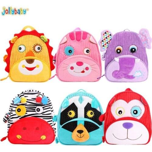Jollybaby Cute Kid Plush School Backpacks 30cm Animal Figure Bag Kid Girls Boys Gifts Toy Lion Cat Donkey Elephant Monkey School