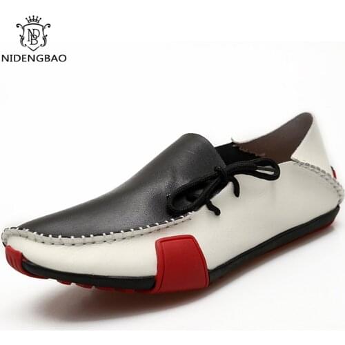 Fashion Mens Casual Shoes Summer Breathable Shoes Men Leather Mens Moccasins Slip-on Loafers Zapatos De Hombre Big Size 47