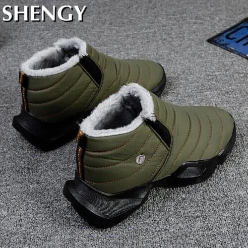 Winter New Mens Shoes Warm Velvet Thick Non-Slip Boots Thick-Soled Travel Leisure Solid Color Outdoor Snow Boots