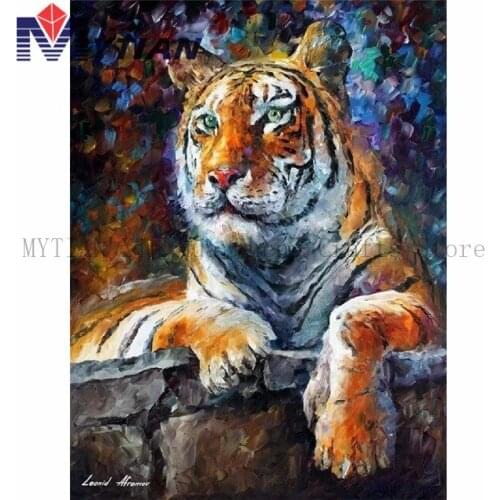 DIY Siberian Tiger Diamond Painting Full Square Round Drill Diamond Embroidery Kit,5D Mosaic Animals Paint By Number Home Decor