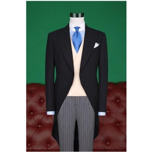 Latest Coat Pant Designs Black Tailcoat Men Suit Groom Wedding Suits Slim Fit 3 Piece Tuxedo Custom Prom Blazer Terno Masculino