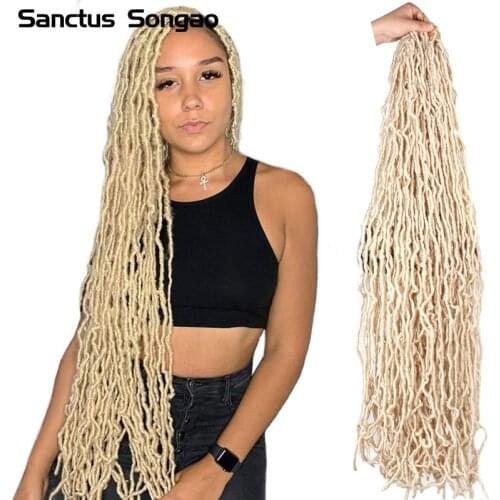 Nu Faux Locs Crochet Braids Synthetic Hair 36 Inch Curly Wavy Goddess Soft Locs for Black Women Braiding Crochet Hair Extensions