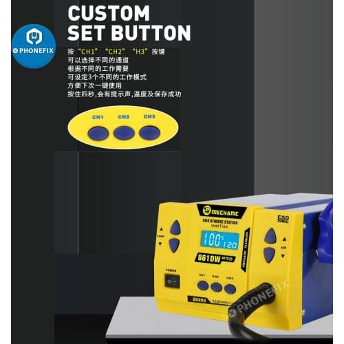 MECHANIC 861DW Pro 1000W 220/110V Hot Air Rework Station SMD Soldering Repair Tool with Replaceable 5 8 10mm Heat Gun Nozzle