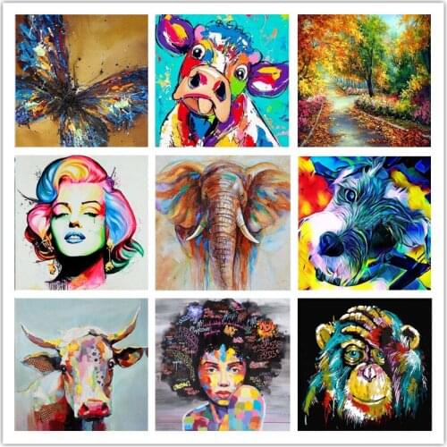 Full Diamond painting Cross stitch Cartoon Animals 5D DIY Diamond embroidery Character Round Diamond mosaic diamond Art