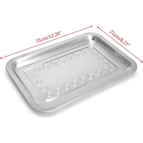 Stainless Steel Rectangular Plate Barbecue Grilled Fish Tray BBQ Food Container