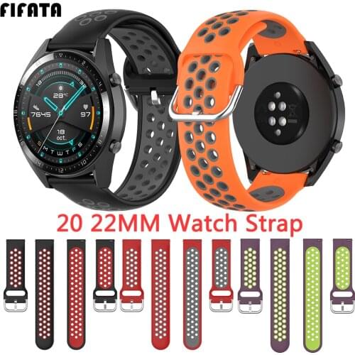 FIFATA 20 22MM Colorful Soft Silicone Watch Strap For Huawei GT/GT2/Xiaomi Amazfit GTR/GTS/Bip Smart Watch Replacement Wristband