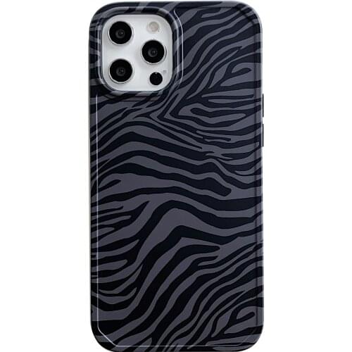 Luxury Dark Zebra Stripes Case for iPhone 12 Pro Max Back Phone Cover for 12 Mini 11 Pro Max X XS XR 8 7 Plus SE 2020 Capa