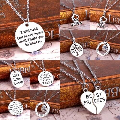 Family Mom Dad Daughter Sister Forever In My Heart Love Husband Wife Best Friends Silver Plated Pendant Necklace Collier Gifts