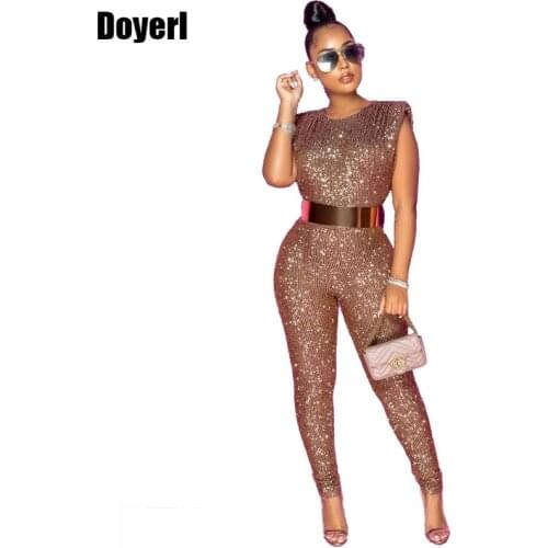 Sexy Sequin Party Jumpsuit Women Evening Elegant Glitter Sparkly Bandage Bodycon Jumpsuit Overalls Club Rompers Womens Jumpsuit
