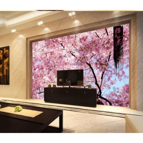 Modern Custom 3D Wallpaper Beautiful romantic cherry blossom love TV sofa background wall Home Decor Living Room Wall Covering