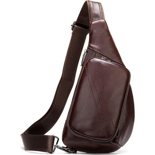 Luufan Fashion Mens Shoulder Bag Mens Genuine Leather Sling Messenger Bags Chest Pack Small Crossbody Bags Side Bags for Men