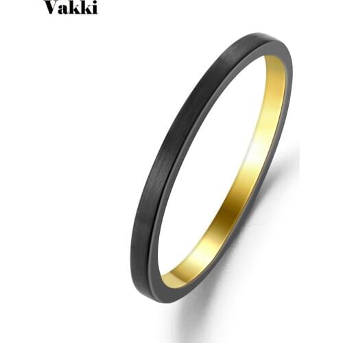 VAKKI Womens Wedding Ring with 2-wide Black Inner Gold Frosted Tungsten Steel Ring Tungsten Carbide