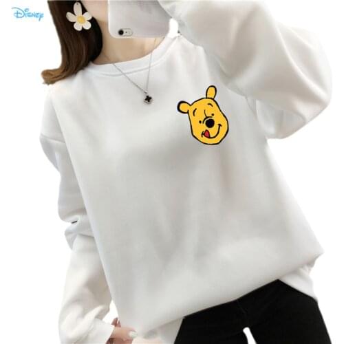 Disney Cartoon Winnie the Pooh Sudaderas Con Capucha Para Mujer Crewneck Long Sleeve Fleece Thick Warm Haut Femme Y2K Top 90s