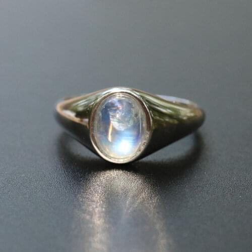 Blue moonstone ring Natural gemstone with real 925 sterling silver simple design fine jewelry for women new style 2020