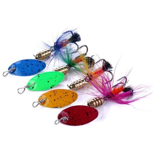 1pcs Metal Fishing Lure Rotated Sequin Spoon Lure with Feather Fishing Tackle Japan Hard Bait SpinnerBait Isca Artificial