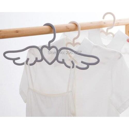 100pcs Fly Angel Plastic Clothes Shirts Hanger, Cute Pretty White Grey Loving Heart Scarf Underwear Dress Hanger Rack