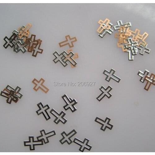 MS212-1 100pcs Silver Cute Cross Metal Sticker Nail Art Metal Sticker Nail Art Decoration Non-adhesive Sticker