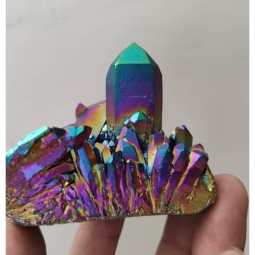 120g Titanium Aura Lemurian Quartz Rainbow Cluster Crystal Healing Colour Rock
