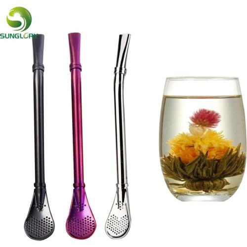 3Pcs/Lot Stainless Steel Tea Yerba Mate Straws Washable Tea Bombilla Gourd Reusable Drinking Straws Filtered Spoon Tea Infuser