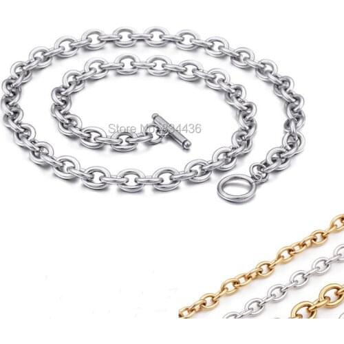 Free shipping 6mm 8mm top good quality women mens stainless steel necklaces O Link chains jewelry silver color wholesale 5pcs