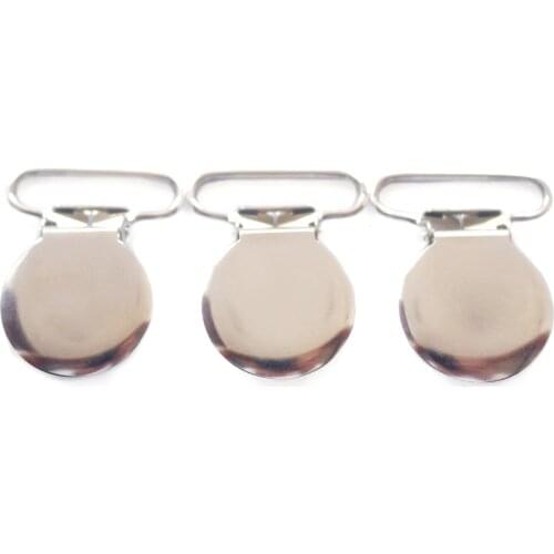 50pcs 1'' Inch 25mm Wide Silver Color Metal Round Baby Pacifier Clip Suspender Clips Rack Plating Free Shipping