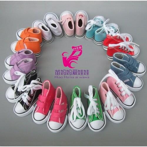 7.5cm doll shoes Denim Canvas Mini Toy Shoes 1/4 Bjd For Russian handmade textile Doll Sneackers