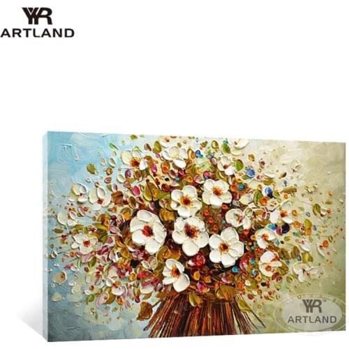 Acrylic painting bunch of flowers picture home wall decoration Handmade canvas oil painting wall art poster for living room sofa
