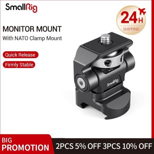 SmallRig Quick Release Nato Clamp Monitor Holder Swivel and Tilt Adjustable Monitor Mount with NATO Clamp Mount 2906