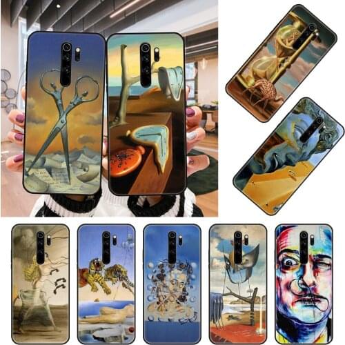 Phone Case For Xiaomi Redmi Note 8 8T 7 7A 9 9A 9S 8A 4 5 6 Pro Black Cover Hoesjes Art Coque Trend Salvador Dali Painting