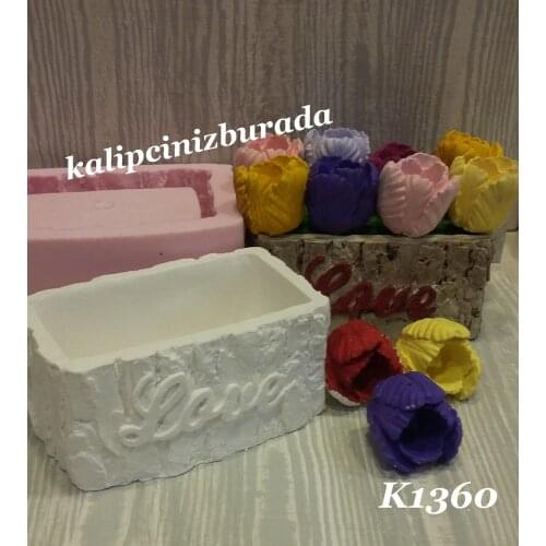 Love flower pot silicone mold