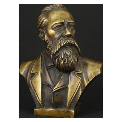 Decoration bronze factory Pure Brass Antique Elaborate Chinese handmade Communist Friedrich Von Engels Bust Statue