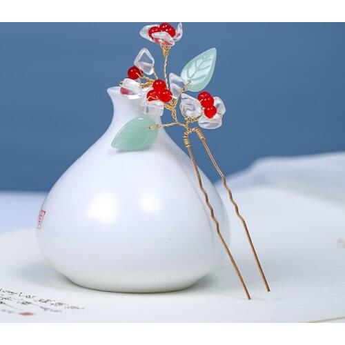 Ancient Chinese Style Flower Pearls Hairpins Side Clips Hair Sticks Bride Noiva Bridal Wedding Hair Jewelry Accessories FORSEVEN