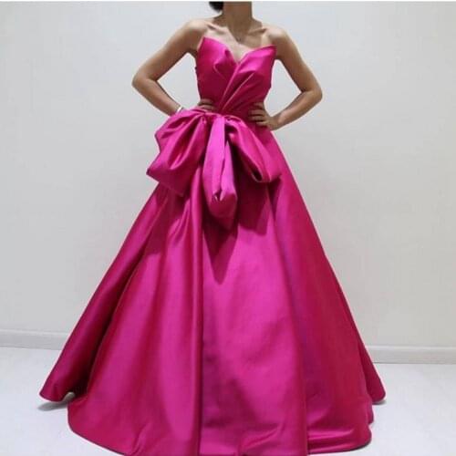 Elegant Fushcia V Neck Long Evening Dresses 2021 Formal Women Prom Party Night Gowns Vestidos De Noiva Longue Abendkleid