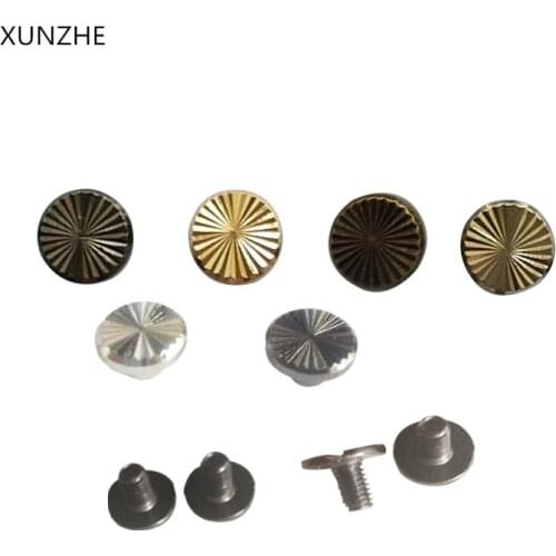 XUNZHE 20pcs 10*5mm Book nail luggage leather metal craft solid screw nail rivet, sunflower Double flat head strap rivets