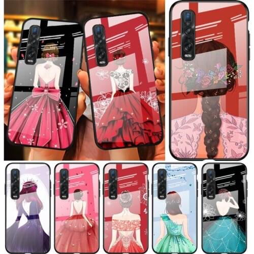 Tempered Glass Cover Beautys Headdress For OPPO A9 2020 A52 Find X2 Lite Realme 7 7i 6 5 Pro C3 XT Phone Case Shell