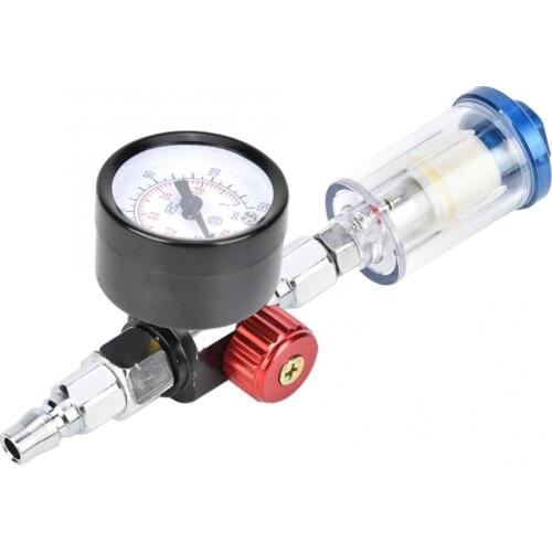 Pressure Gauge 1/4in Air Inlet Pressure Regulator In-Line Water Oil Trap Filter Separator Spray Gun Tool Digital Pressure Regula