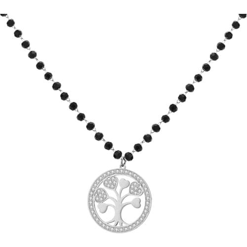 Fashion Tree of life Chokers Necklaces for Women Heart Rhinestone Small Black Beads Chain Necklace Womens Jewelry Gift 2020