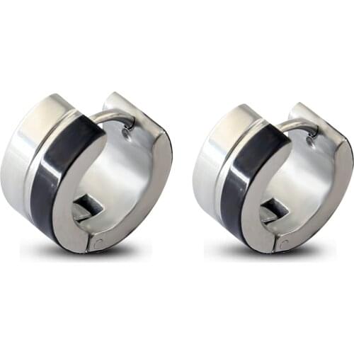 Fashion Hoop Huggie Earrings HipHop Ear Piercing Surgical Steel Black Hoop Earring for Men
