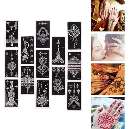 Fashion Henna Tattoo Stencil Temporary Hand Tattoos DIY Body Art Paint Sticker Template Indian Wedding Painting Kit Tools