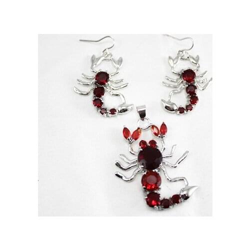 Fashion crystal jewelry Jewellery Red Crystal Scorpion earrings &pendant