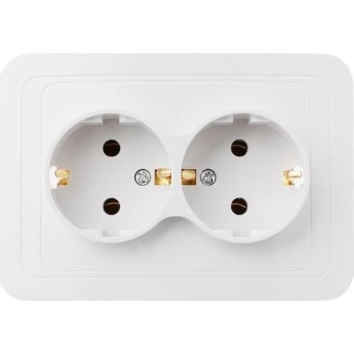 220V 16A EU Plug Double Ground Socket Household Industrial Power Outlet Wall Socket 118x80mm