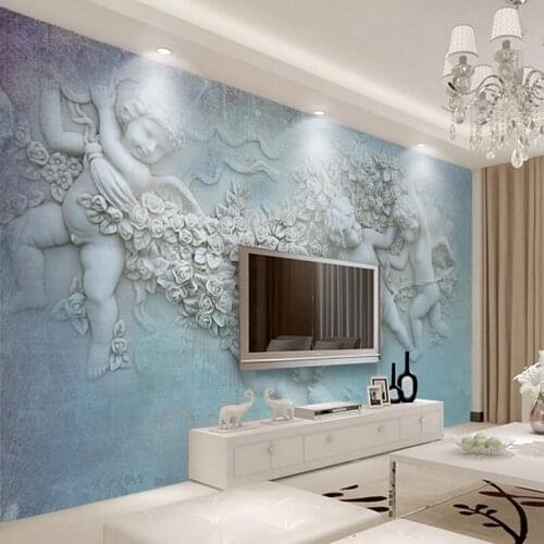 Custom 3D Wall Murals European Style Embossed Angel Photo Wallpaper Living Room TV Sofa Home Decor Wall Cloth Papel De Parede 3D