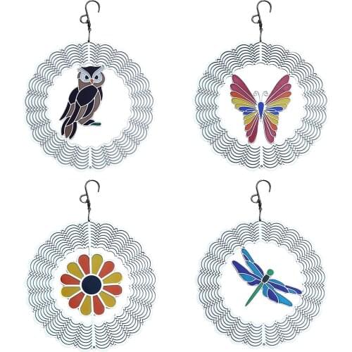 New 20cm Wind Spinner Sparkling Hanging 3D Metal Sound Pendant Spiral Wind Chimes Wind Hanging Home Garden Yard Decoration