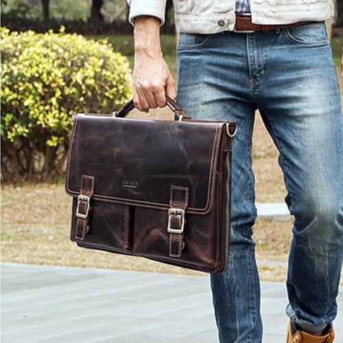 New European and American Leather Mens Business Briefcase handbags Multi-Function laptop bag Men Shoulder/Crossbody Bags