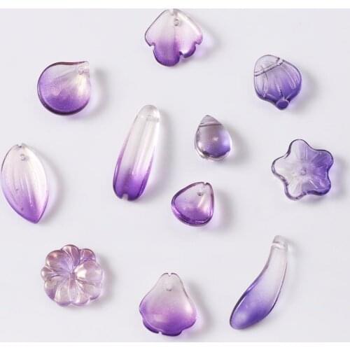 New arrival 1pc Beautiful Multi-Size Dark Purple gold-pink color Stained Glass Petals Beads DIY Clothing Beads Decoration