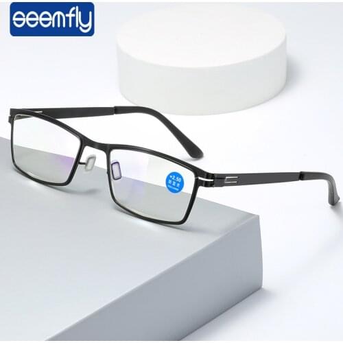 Seemfly Reading Glasses Men Business Ultralight Full Frame Presbyopia glasses for Reader Men optical Eyewear +1.0 1.5 2.0 2.5 3
